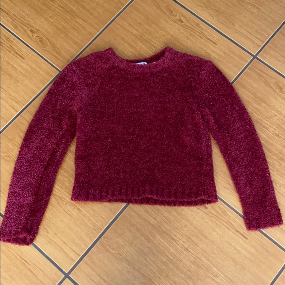 DONATING TOMORROWSparkly Dark Pink Cropped Sweater